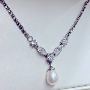 Pearl and CZ silver 925 Wedding/special event necklace